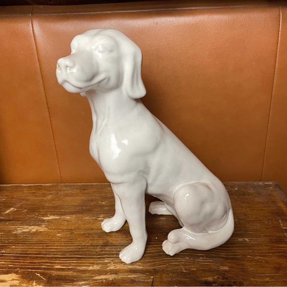 Porcelain Labrador Retriever, Large 11” Sitting Dog Signed Setter